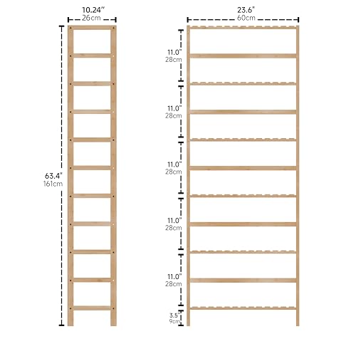 HITNET Bamboo Shelf, 6-Tier Adjustable Tall Open Bookcase, Bathroom Storage Rack Freestanding Shelving Unit, Plant Display Stand for Small Space, Natural 3 HITNET Bamboo Shelf, 6-Tier Adjustable Tall Open Bookcase, Bathroom Storage Rack Freestanding Shelving Unit, Plant Display Stand for Small Space, Natural - Image 3