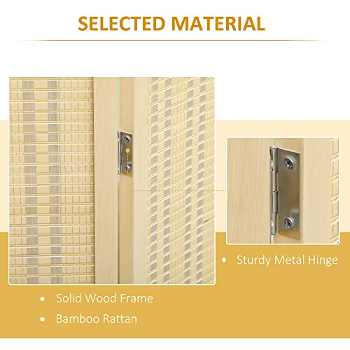 HOMCOM 4 Panel Folding Room Divider Screen, Wall Panel Privacy Furniture, Freestanding Paravent Partition Separator for Living Room, Bedroom and Office, 180 x 180cm, Natural 5 HOMCOM 4 Panel Folding Room Divider Screen, Wall Panel Privacy Furniture, Freestanding Paravent Partition Separator for Living Room, Bedroom and Office, 180 x 180cm, Natural - Image 5