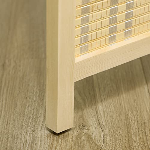 HOMCOM 4 Panel Folding Room Divider Screen, Wall Panel Privacy Furniture, Freestanding Paravent Partition Separator for Living Room, Bedroom and Office, 180 x 180cm, Natural 7 HOMCOM 4 Panel Folding Room Divider Screen, Wall Panel Privacy Furniture, Freestanding Paravent Partition Separator for Living Room, Bedroom and Office, 180 x 180cm, Natural - Image 7