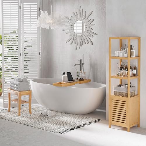 HOMCOM 45cm 2-Tier Slatted Shower Bench Storage Seat w/ 4 Legs Comfortable Safe Bathroom Stool Spa Bath Organiser 3 HOMCOM 45cm 2-Tier Slatted Shower Bench Storage Seat w/ 4 Legs Comfortable Safe Bathroom Stool Spa Bath Organiser - Image 3