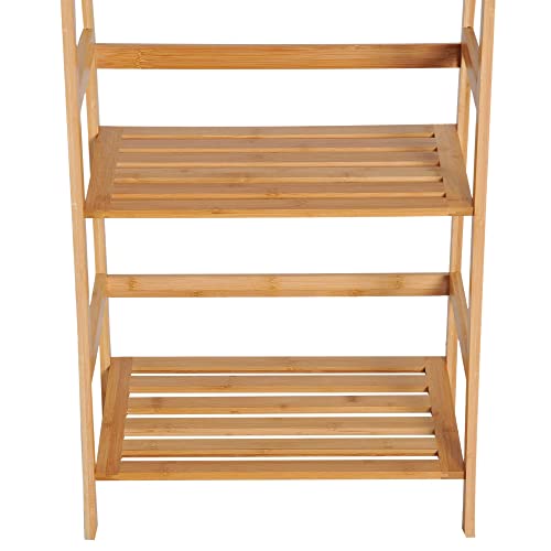 HOMCOM Bamboo Ladder Shelf, 4-Tier Bookshelf, Freestanding Bookcase for Living Room, Study, Bedroom, Home Office, 48 x 31.5 x 120cm, Natural Wood Effect 7 HOMCOM Bamboo Ladder Shelf, 4-Tier Bookshelf, Freestanding Bookcase for Living Room, Study, Bedroom, Home Office, 48 x 31.5 x 120cm, Natural Wood Effect - Image 7