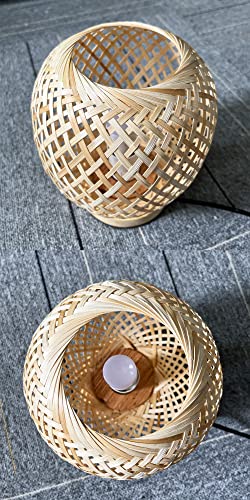 HUAMI Bamboo Lampshade Bedside Table Lamp Wooden Base Bedroom Lamp Handmade Decorative Night Light for Wedding Party Indoor Bedroom Dining Room Outdoor Gift Garden Balcony(E27 Bulb Included) 5 HUAMI Bamboo Lampshade Bedside Table Lamp Wooden Base Bedroom Lamp Handmade Decorative Night Light for Wedding Party Indoor Bedroom Dining Room Outdoor Gift Garden Balcony(E27 Bulb Included) - Image 5