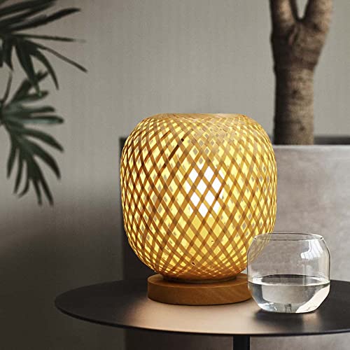 HUAMI Bamboo Lampshade Bedside Table Lamp Wooden Base Bedroom Lamp Handmade Decorative Night Light for Wedding Party Indoor Bedroom Dining Room Outdoor Gift Garden Balcony(E27 Bulb Included) 1 HUAMI Bamboo Lampshade Bedside Table Lamp Wooden Base Bedroom Lamp Handmade Decorative Night Light for Wedding Party Indoor Bedroom Dining Room Outdoor Gift Garden Balcony(E27 Bulb Included)