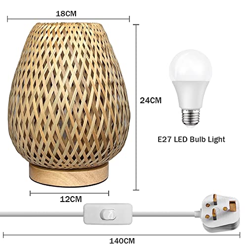 HUAMI Bedside Table Lamp with Double Layer Bamboo Lampshade Wooden Base Bedroom Lamp Handmade Decorative Night Light for Wedding Party Indoor Bedroom Dining Room Outdoor Gift Garden Balcony 2 HUAMI Bedside Table Lamp with Double Layer Bamboo Lampshade Wooden Base Bedroom Lamp Handmade Decorative Night Light for Wedding Party Indoor Bedroom Dining Room Outdoor Gift Garden Balcony - Image 2