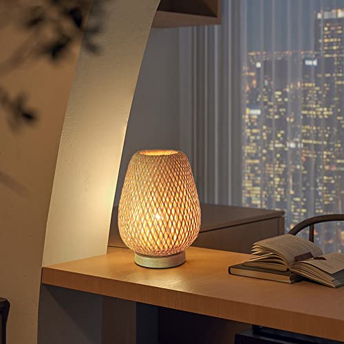 HUAMI Bedside Table Lamp with Double Layer Bamboo Lampshade Wooden Base Bedroom Lamp Handmade Decorative Night Light for Wedding Party Indoor Bedroom Dining Room Outdoor Gift Garden Balcony 3 HUAMI Bedside Table Lamp with Double Layer Bamboo Lampshade Wooden Base Bedroom Lamp Handmade Decorative Night Light for Wedding Party Indoor Bedroom Dining Room Outdoor Gift Garden Balcony - Image 3