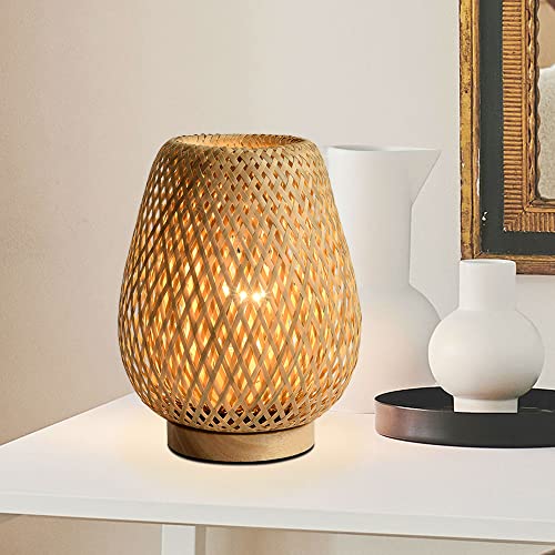 HUAMI Bedside Table Lamp with Double Layer Bamboo Lampshade Wooden Base Bedroom Lamp Handmade Decorative Night Light for Wedding Party Indoor Bedroom Dining Room Outdoor Gift Garden Balcony 4 HUAMI Bedside Table Lamp with Double Layer Bamboo Lampshade Wooden Base Bedroom Lamp Handmade Decorative Night Light for Wedding Party Indoor Bedroom Dining Room Outdoor Gift Garden Balcony - Image 4