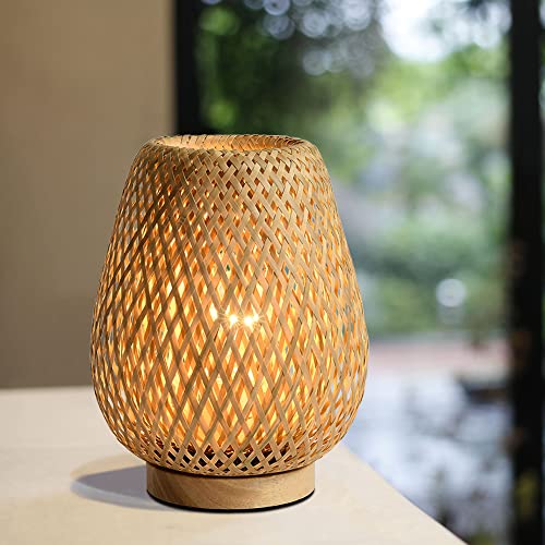 HUAMI Bedside Table Lamp with Double Layer Bamboo Lampshade Wooden Base Bedroom Lamp Handmade Decorative Night Light for Wedding Party Indoor Bedroom Dining Room Outdoor Gift Garden Balcony 5 HUAMI Bedside Table Lamp with Double Layer Bamboo Lampshade Wooden Base Bedroom Lamp Handmade Decorative Night Light for Wedding Party Indoor Bedroom Dining Room Outdoor Gift Garden Balcony - Image 5