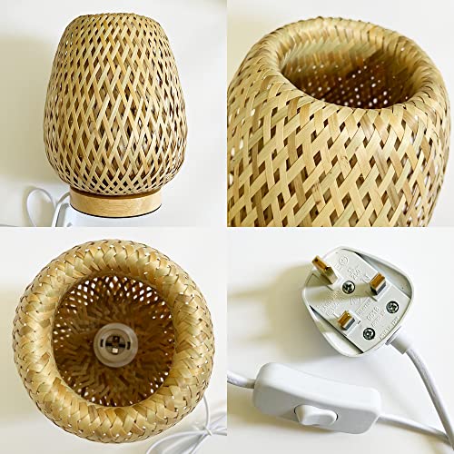 HUAMI Bedside Table Lamp with Double Layer Bamboo Lampshade Wooden Base Bedroom Lamp Handmade Decorative Night Light for Wedding Party Indoor Bedroom Dining Room Outdoor Gift Garden Balcony 6 HUAMI Bedside Table Lamp with Double Layer Bamboo Lampshade Wooden Base Bedroom Lamp Handmade Decorative Night Light for Wedding Party Indoor Bedroom Dining Room Outdoor Gift Garden Balcony - Image 6