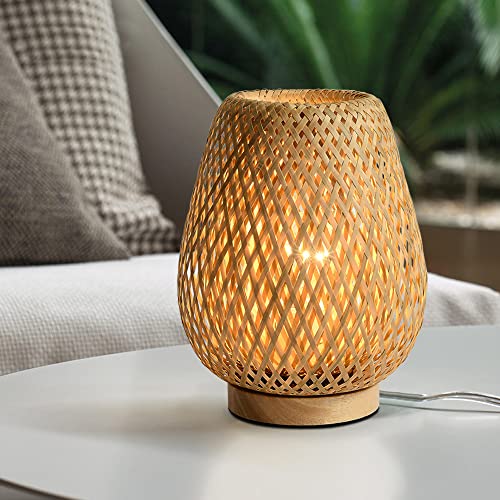 HUAMI Bedside Table Lamp with Double Layer Bamboo Lampshade Wooden Base Bedroom Lamp Handmade Decorative Night Light for Wedding Party Indoor Bedroom Dining Room Outdoor Gift Garden Balcony 1 HUAMI Bedside Table Lamp with Double Layer Bamboo Lampshade Wooden Base Bedroom Lamp Handmade Decorative Night Light for Wedding Party Indoor Bedroom Dining Room Outdoor Gift Garden Balcony
