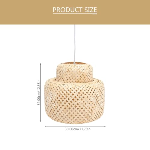 Happyyami Bamboo Pendant Light Wicker Lampshade Ceiling Light Shade Handcrafted Rattan Pendant Fixture for Home and Restaurant Decor 2 Happyyami Bamboo Pendant Light Wicker Lampshade Ceiling Light Shade Handcrafted Rattan Pendant Fixture for Home and Restaurant Decor - Image 2