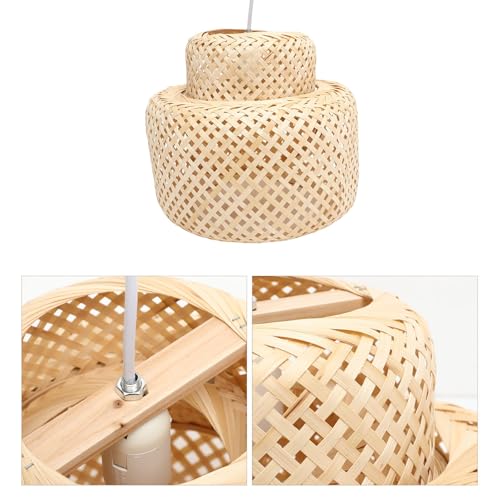 Happyyami Bamboo Pendant Light Wicker Lampshade Ceiling Light Shade Handcrafted Rattan Pendant Fixture for Home and Restaurant Decor 3 Happyyami Bamboo Pendant Light Wicker Lampshade Ceiling Light Shade Handcrafted Rattan Pendant Fixture for Home and Restaurant Decor - Image 3