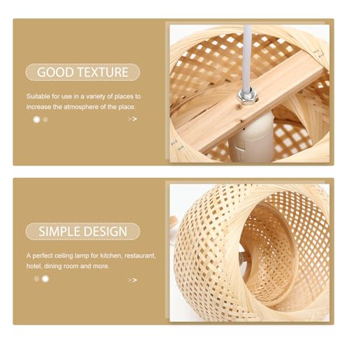 Happyyami Bamboo Pendant Light Wicker Lampshade Ceiling Light Shade Handcrafted Rattan Pendant Fixture for Home and Restaurant Decor 4 Happyyami Bamboo Pendant Light Wicker Lampshade Ceiling Light Shade Handcrafted Rattan Pendant Fixture for Home and Restaurant Decor - Image 4