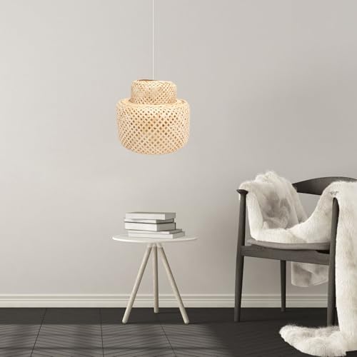 Happyyami Bamboo Pendant Light Wicker Lampshade Ceiling Light Shade Handcrafted Rattan Pendant Fixture for Home and Restaurant Decor 6 Happyyami Bamboo Pendant Light Wicker Lampshade Ceiling Light Shade Handcrafted Rattan Pendant Fixture for Home and Restaurant Decor - Image 6