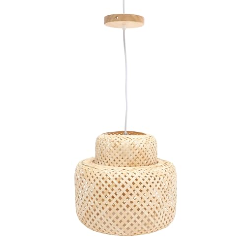 Happyyami Bamboo Pendant Light Wicker Lampshade Ceiling Light Shade Handcrafted Rattan Pendant Fixture for Home and Restaurant Decor 1 Happyyami Bamboo Pendant Light Wicker Lampshade Ceiling Light Shade Handcrafted Rattan Pendant Fixture for Home and Restaurant Decor