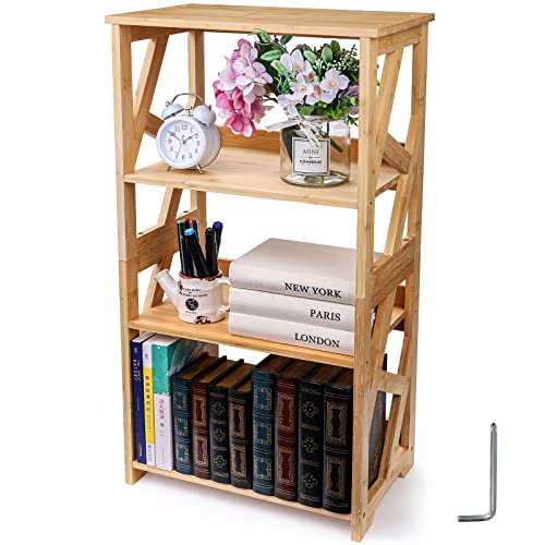 Hedume Bookcase, 3-Tier Open Shelf Bookcase, Small Bamboo Bookshelf, Bamboo Natural Shelving, Book Organizer Storage Open Shelf Rack, Display Shelves for Bedroom, Living Room, Office, Bathroom 1 Hedume Bookcase, 3-Tier Open Shelf Bookcase, Small Bamboo Bookshelf, Bamboo Natural Shelving, Book Organizer Storage Open Shelf Rack, Display Shelves for Bedroom, Living Room, Office, Bathroom