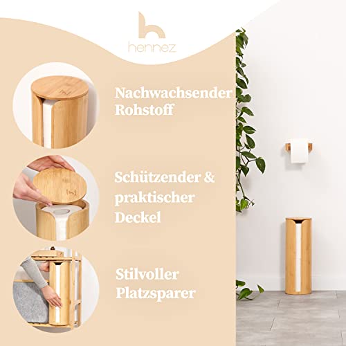 Hennez® Toilet Paper Storage - Toilet Paper Storage Bamboo - Replacement Roll Holder Toilet Paper - Toilet Roll Storage Bamboo - Toilet Paper Storage Wood - Toilet Rolls Storage Toilet 2 Hennez® Toilet Paper Storage - Toilet Paper Storage Bamboo - Replacement Roll Holder Toilet Paper - Toilet Roll Storage Bamboo - Toilet Paper Storage Wood - Toilet Rolls Storage Toilet - Image 2