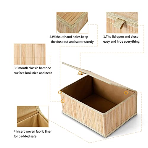 Honygebia Storage Baskets with Lids - Bamboo Decorative Storage Box for Organizing, Set of 3 Wicker Lidded Basket with Woven Cloth Liner for Home Kitchen Bathroom Shelf (Large/Medium/Small) 6 Honygebia Storage Baskets with Lids - Bamboo Decorative Storage Box for Organizing, Set of 3 Wicker Lidded Basket with Woven Cloth Liner for Home Kitchen Bathroom Shelf (Large/Medium/Small) - Image 6