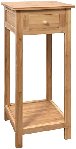 Hygrad Bamboo Tall Side Bedroom Living Room Nightstand with Drawer and Lower Shelf - Slim Bedside Table for Telephone, Hallway or Narrow Spaces 4 Hygrad Bamboo Tall Side Bedroom Living Room Nightstand with Drawer and Lower Shelf - Slim Bedside Table for Telephone, Hallway or Narrow Spaces - Image 4