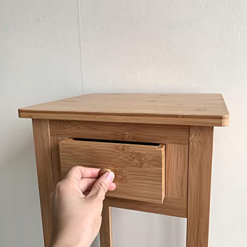 Hygrad Bamboo Tall Side Bedroom Living Room Nightstand with Drawer and Lower Shelf - Slim Bedside Table for Telephone, Hallway or Narrow Spaces 6 Hygrad Bamboo Tall Side Bedroom Living Room Nightstand with Drawer and Lower Shelf - Slim Bedside Table for Telephone, Hallway or Narrow Spaces - Image 6