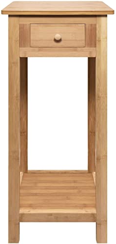 Hygrad Bamboo Tall Side Bedroom Living Room Nightstand with Drawer and Lower Shelf - Slim Bedside Table for Telephone, Hallway or Narrow Spaces 1 Hygrad Bamboo Tall Side Bedroom Living Room Nightstand with Drawer and Lower Shelf - Slim Bedside Table for Telephone, Hallway or Narrow Spaces