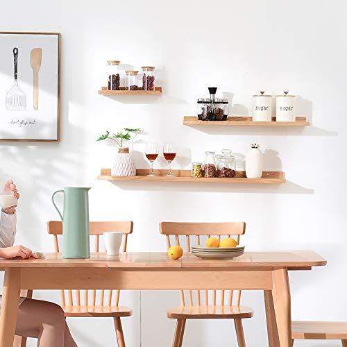 IBUYKE Wood Floating Shelf,Wall Mounted Shelf 30cm,Rustic Hanging Wall Shelf,Ledge Shelves for Living Room, Office, Bedroom, Bathroom, Kitchen, Wood color RF-GB543 2 IBUYKE Wood Floating Shelf,Wall Mounted Shelf 30cm,Rustic Hanging Wall Shelf,Ledge Shelves for Living Room, Office, Bedroom, Bathroom, Kitchen, Wood color RF-GB543 - Image 2