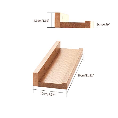 IBUYKE Wood Floating Shelf,Wall Mounted Shelf 30cm,Rustic Hanging Wall Shelf,Ledge Shelves for Living Room, Office, Bedroom, Bathroom, Kitchen, Wood color RF-GB543 3 IBUYKE Wood Floating Shelf,Wall Mounted Shelf 30cm,Rustic Hanging Wall Shelf,Ledge Shelves for Living Room, Office, Bedroom, Bathroom, Kitchen, Wood color RF-GB543 - Image 3