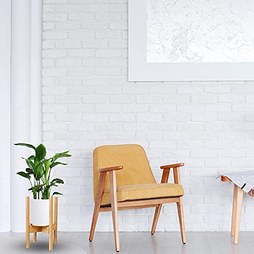 Natura Indoor Plant Stand with Adjustable Tray, Fits 9 to 12 Inch Pots, Wooden Mid Century Modern Display Rack - Rustic Decor 2 Natura Indoor Plant Stand with Adjustable Tray, Fits 9 to 12 Inch Pots, Wooden Mid Century Modern Display Rack - Rustic Decor - Image 2