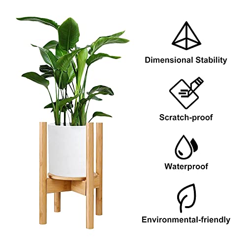 Natura Indoor Plant Stand with Adjustable Tray, Fits 9 to 12 Inch Pots, Wooden Mid Century Modern Display Rack - Rustic Decor 5 Natura Indoor Plant Stand with Adjustable Tray, Fits 9 to 12 Inch Pots, Wooden Mid Century Modern Display Rack - Rustic Decor - Image 5