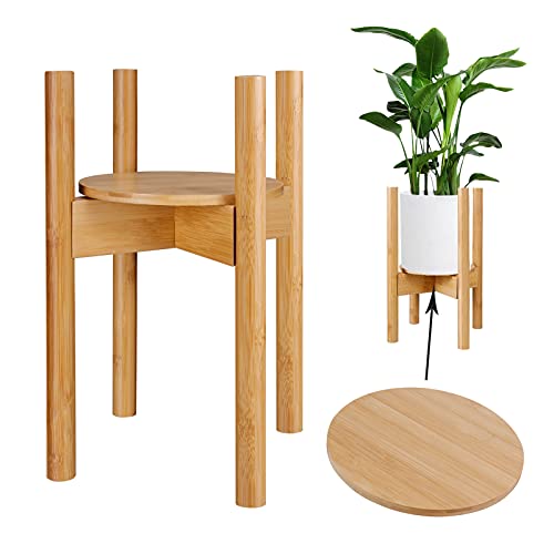 Natura Indoor Plant Stand with Adjustable Tray, Fits 9 to 12 Inch Pots, Wooden Mid Century Modern Display Rack - Rustic Decor 1 Natura Indoor Plant Stand with Adjustable Tray, Fits 9 to 12 Inch Pots, Wooden Mid Century Modern Display Rack - Rustic Decor