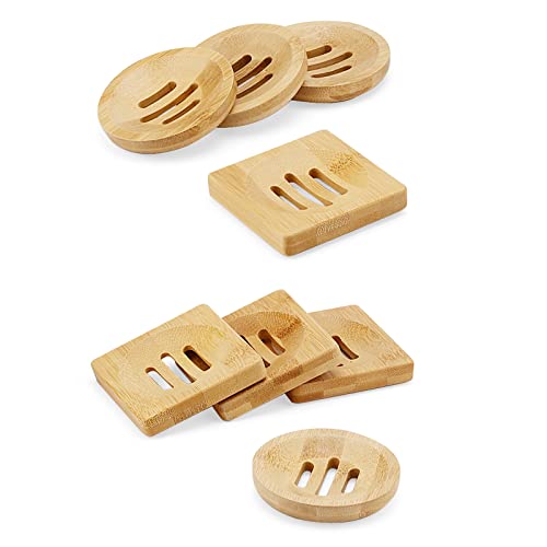 JAPCHET 8 Pack Bamboo Soap Dish - Natural Wooden Square & Round Soap Dish Bathroom Storage Holder for Shower, Home, Toilet, Kitchen, Hotel 6 JAPCHET 8 Pack Bamboo Soap Dish - Natural Wooden Square & Round Soap Dish Bathroom Storage Holder for Shower, Home, Toilet, Kitchen, Hotel - Image 6