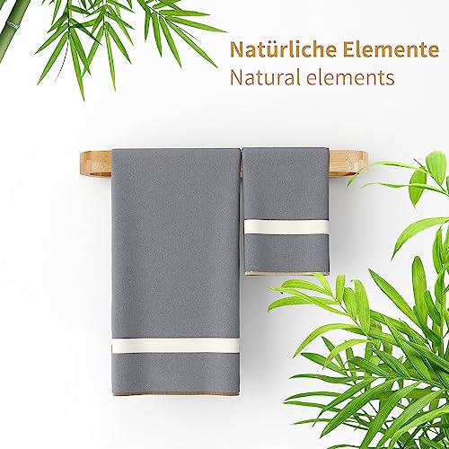 JS Towel rail Bamboo Towel Holder Self Adhesive Nature Guest Towel rails Bathroom Shower Stick on Towel Ring Wood Wall Mounted,43CM 2 JS Towel rail Bamboo Towel Holder Self Adhesive Nature Guest Towel rails Bathroom Shower Stick on Towel Ring Wood Wall Mounted,43CM - Image 2