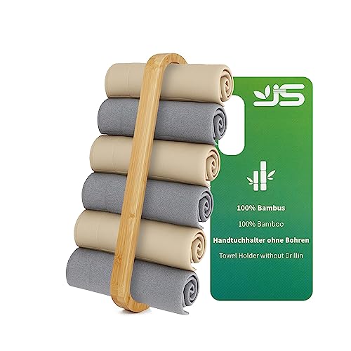 JS Towel rail Bamboo Towel Holder Self Adhesive Nature Guest Towel rails Bathroom Shower Stick on Towel Ring Wood Wall Mounted,43CM 1 JS Towel rail Bamboo Towel Holder Self Adhesive Nature Guest Towel rails Bathroom Shower Stick on Towel Ring Wood Wall Mounted,43CM