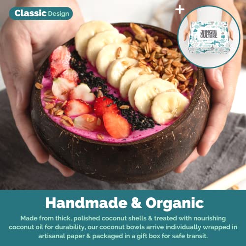 Jungle Culture® 2 Coconut Bowls and Spoons with Bamboo Straws • Eco Friendly Wooden Serving Bowl Set Polished with Organic Oil for Pasta Cereal Açai Salad Smoothies • Vegan Gift 3 Jungle Culture® 2 Coconut Bowls and Spoons with Bamboo Straws • Eco Friendly Wooden Serving Bowl Set Polished with Organic Oil for Pasta Cereal Açai Salad Smoothies • Vegan Gift - Image 3