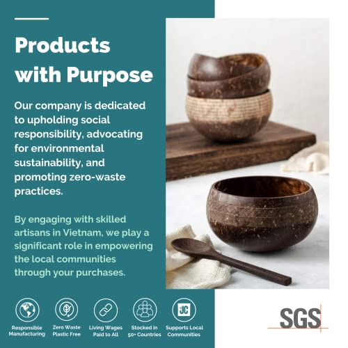 Jungle Culture® 2 Coconut Bowls and Spoons with Bamboo Straws • Eco Friendly Wooden Serving Bowl Set Polished with Organic Oil for Pasta Cereal Açai Salad Smoothies • Vegan Gift 5 Jungle Culture® 2 Coconut Bowls and Spoons with Bamboo Straws • Eco Friendly Wooden Serving Bowl Set Polished with Organic Oil for Pasta Cereal Açai Salad Smoothies • Vegan Gift - Image 5