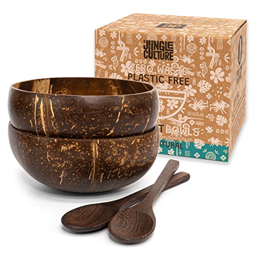 Jungle Culture® 2 Coconut Bowls and Spoons with Bamboo Straws • Eco Friendly Wooden Serving Bowl Set Polished with Organic Oil for Pasta Cereal Açai Salad Smoothies • Vegan Gift 1 Jungle Culture® 2 Coconut Bowls and Spoons with Bamboo Straws • Eco Friendly Wooden Serving Bowl Set Polished with Organic Oil for Pasta Cereal Açai Salad Smoothies • Vegan Gift