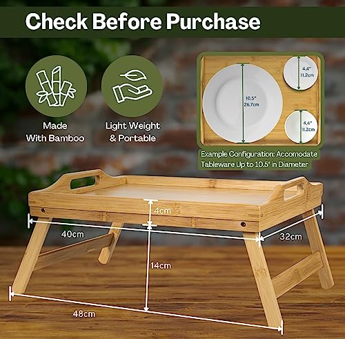 KLASS Bamboo Bed Table with Foldable Legs, Multipurpose Laptray Breakfast in Bed Tray, Snack Tray For Sofa, Laptop Stand 4 KLASS Bamboo Bed Table with Foldable Legs, Multipurpose Laptray Breakfast in Bed Tray, Snack Tray For Sofa, Laptop Stand - Image 4