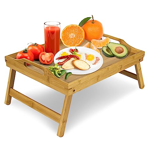 KLASS Bamboo Bed Table with Foldable Legs, Multipurpose Laptray Breakfast in Bed Tray, Snack Tray For Sofa, Laptop Stand 5 KLASS Bamboo Bed Table with Foldable Legs, Multipurpose Laptray Breakfast in Bed Tray, Snack Tray For Sofa, Laptop Stand - Image 5
