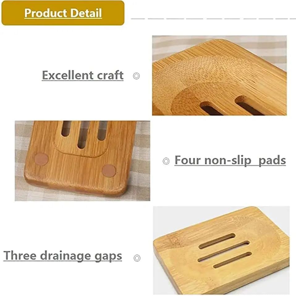Kandid® Bamboo Soap Dish – Eco-Friendly Wooden Soap Holder for Bathroom & Kitchen – Handmade Natural Bamboo Drain Tray – Non-Slip, Water-Draining Rectangular Soap Dish – 11.5 cm × 8.5 cm × 2.2 cm 5 Kandid® Bamboo Soap Dish – Eco-Friendly Wooden Soap Holder for Bathroom & Kitchen – Handmade Natural Bamboo Drain Tray – Non-Slip, Water-Draining Rectangular Soap Dish – 11.5 cm × 8.5 cm × 2.2 cm - Image 5