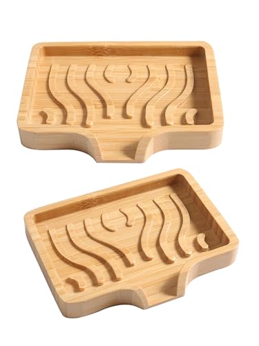 Kandid Bamboo Soap Dish With Drip Tray - With Self Draining Soap Saver for Shower, 12.8cm x 9.8cm x 1.6cm 3 Kandid Bamboo Soap Dish With Drip Tray - With Self Draining Soap Saver for Shower, 12.8cm x 9.8cm x 1.6cm - Image 3