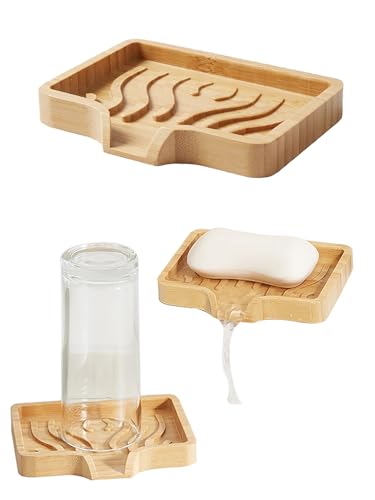Kandid Bamboo Soap Dish With Drip Tray - With Self Draining Soap Saver for Shower, 12.8cm x 9.8cm x 1.6cm 4 Kandid Bamboo Soap Dish With Drip Tray - With Self Draining Soap Saver for Shower, 12.8cm x 9.8cm x 1.6cm - Image 4