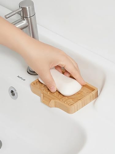 Kandid Bamboo Soap Dish With Drip Tray - With Self Draining Soap Saver for Shower, 12.8cm x 9.8cm x 1.6cm 5 Kandid Bamboo Soap Dish With Drip Tray - With Self Draining Soap Saver for Shower, 12.8cm x 9.8cm x 1.6cm - Image 5