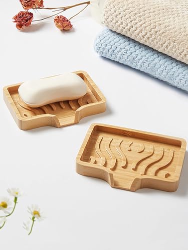 Kandid Bamboo Soap Dish With Drip Tray - With Self Draining Soap Saver for Shower, 12.8cm x 9.8cm x 1.6cm 6 Kandid Bamboo Soap Dish With Drip Tray - With Self Draining Soap Saver for Shower, 12.8cm x 9.8cm x 1.6cm - Image 6