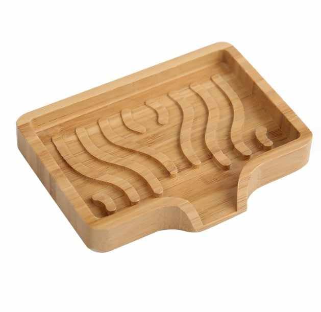 Kandid Bamboo Soap Dish With Drip Tray - With Self Draining Soap Saver for Shower, 12.8cm x 9.8cm x 1.6cm 1 Kandid Bamboo Soap Dish With Drip Tray - With Self Draining Soap Saver for Shower, 12.8cm x 9.8cm x 1.6cm