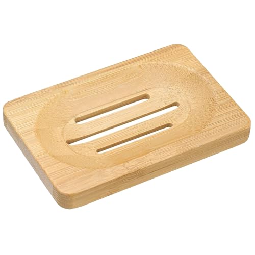 Kandid Eco-Friendly Bamboo Soap Dish with Drainage Slots - Natural Wood Soap Holder for Bathroom and Kitchen (12cm x 8cm x 1cm) 1 Kandid Eco-Friendly Bamboo Soap Dish with Drainage Slots - Natural Wood Soap Holder for Bathroom and Kitchen (12cm x 8cm x 1cm)