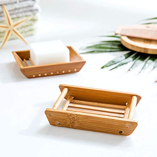 Kaxich 2 Pack Bamboo Wooden Soap Dish Drainer Shower Soap Storage Holder Saver Soap Tray Plate for Bathroom Shower Vanities Kitchen Sink 5 Kaxich 2 Pack Bamboo Wooden Soap Dish Drainer Shower Soap Storage Holder Saver Soap Tray Plate for Bathroom Shower Vanities Kitchen Sink - Image 5