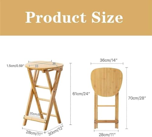 Kitchen Stool, Foldable Wooden Folding Bar Stool Barstools No Back Counter Height Bar Stools Bamboo Breakfast Bar With Footrest No Need To Install, Save Space 2 Kitchen Stool, Foldable Wooden Folding Bar Stool Barstools No Back Counter Height Bar Stools Bamboo Breakfast Bar With Footrest No Need To Install, Save Space - Image 2