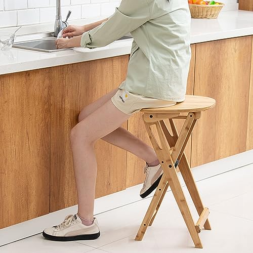 Kitchen Stool, Foldable Wooden Folding Bar Stool Barstools No Back Counter Height Bar Stools Bamboo Breakfast Bar With Footrest No Need To Install, Save Space 3 Kitchen Stool, Foldable Wooden Folding Bar Stool Barstools No Back Counter Height Bar Stools Bamboo Breakfast Bar With Footrest No Need To Install, Save Space - Image 3