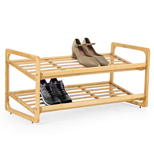 Knight 2-TIER Bamboo Shoe Rack, 100% Natural & Renewable, Super Strong Heavy Duty Durable Wooden Shoe Rack Stand Storage Organiser (L71 x W33 x H34 cm) 1 Knight 2-TIER Bamboo Shoe Rack, 100% Natural & Renewable, Super Strong Heavy Duty Durable Wooden Shoe Rack Stand Storage Organiser (L71 x W33 x H34 cm)