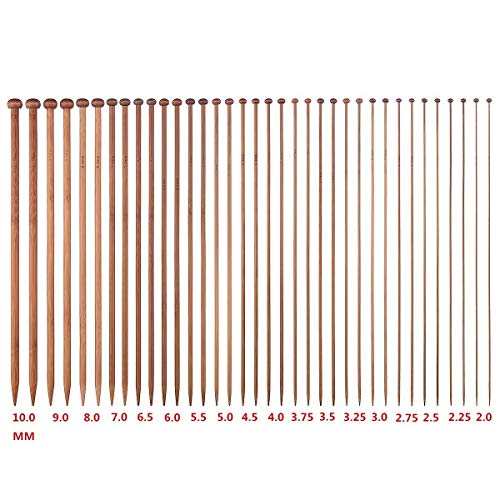 Knitting Needles Set with 18 Sizes Bamboo Single Pointed Knitting Needles 2.0mm 2.25 mm/2.5mm2.75mm 3.0mm/3.25mm/3.5mm/3.75mm 4.0mm/4.5mm/5.0mm/5.5mm/6.0mm/ 6.5mm/7mm/8mm/9mm/10.0mm 25CM 2 Knitting Needles Set with 18 Sizes Bamboo Single Pointed Knitting Needles 2.0mm 2.25 mm/2.5mm2.75mm 3.0mm/3.25mm/3.5mm/3.75mm 4.0mm/4.5mm/5.0mm/5.5mm/6.0mm/ 6.5mm/7mm/8mm/9mm/10.0mm 25CM - Image 2