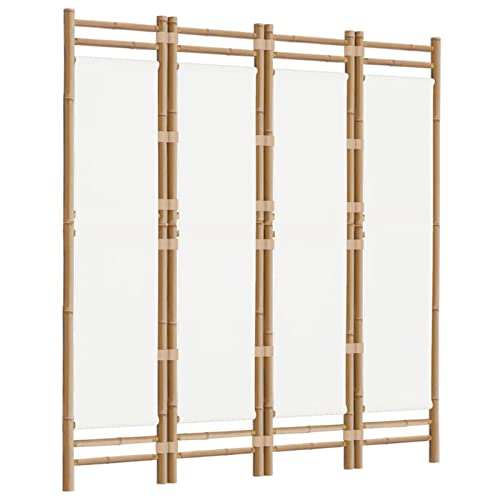 LAPOOH Folding 4-Panel Room Divider 160 cm Bamboo and Canvas,Room Divider Panel Screen,Movable Folding Room Divider,Bedroom Patio Privacy-350624 3 LAPOOH Folding 4-Panel Room Divider 160 cm Bamboo and Canvas,Room Divider Panel Screen,Movable Folding Room Divider,Bedroom Patio Privacy-350624 - Image 3